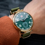 Rare Molnija military mens wrist watch - Komandirskie Death to Spies USSR (Green)